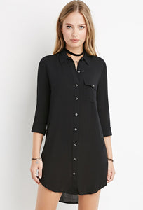 Curved-Hem Shirt Dress