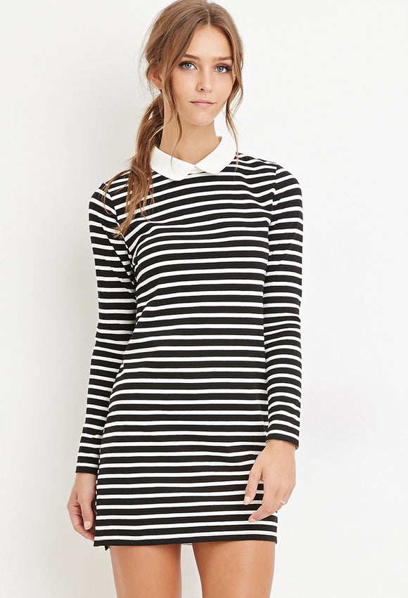 Collared Stripe Shift Dress